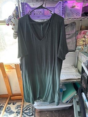 Torrid Dark Grey Green to Green Ombre 3/4 Sleeve Dress